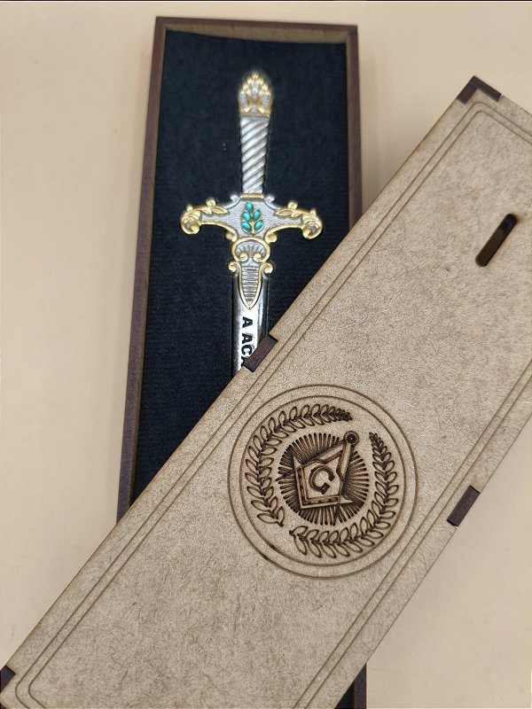 Mini Espada Decorativa Acácia Maçonaria A.·.m.·.é C.·.