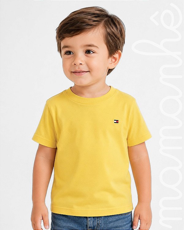 Camiseta Infantil Tommy Hilfiger Sólida Amarela