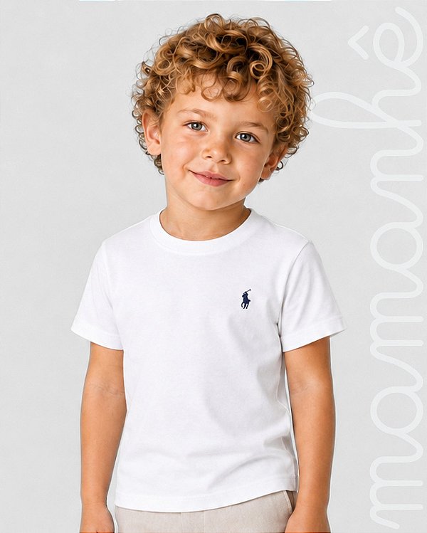 Camiseta Infantil Ralph Lauren Sólida Branca