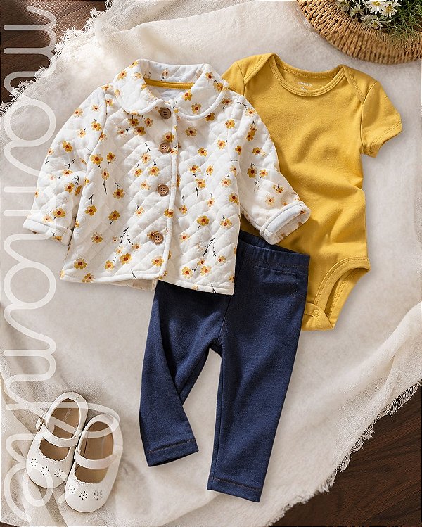 Conjunto 3 Peças Com Agasalho Quiltado Gold