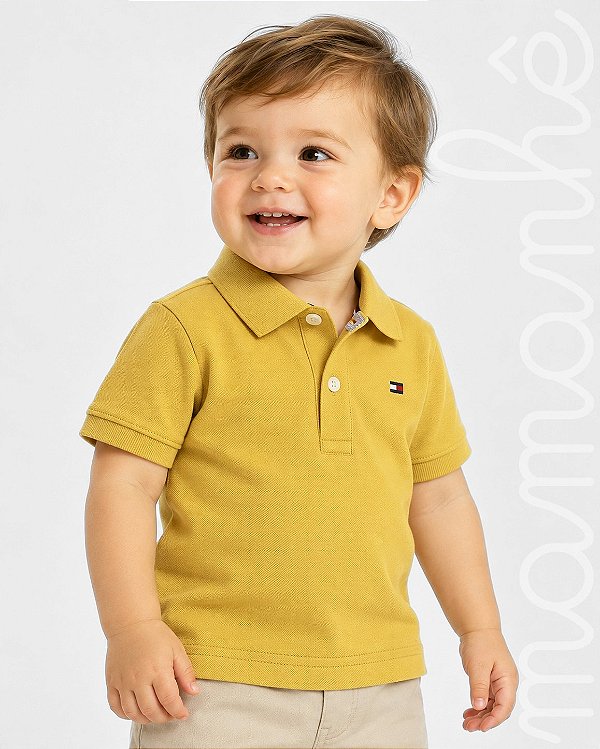 Camiseta Polo Infantil Tommy Hilfiger Amarela