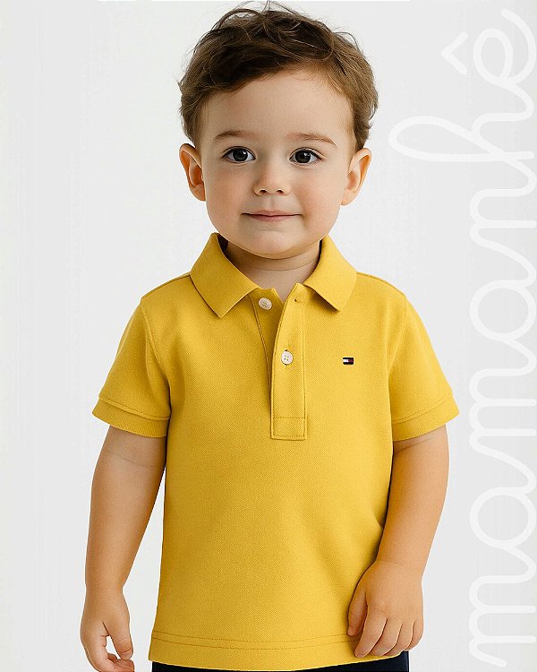 Camiseta Polo Infantil Tommy Hilfiger Amarela