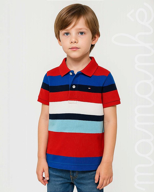 Camiseta Polo Infantil Tommy Hilfiger Listrada