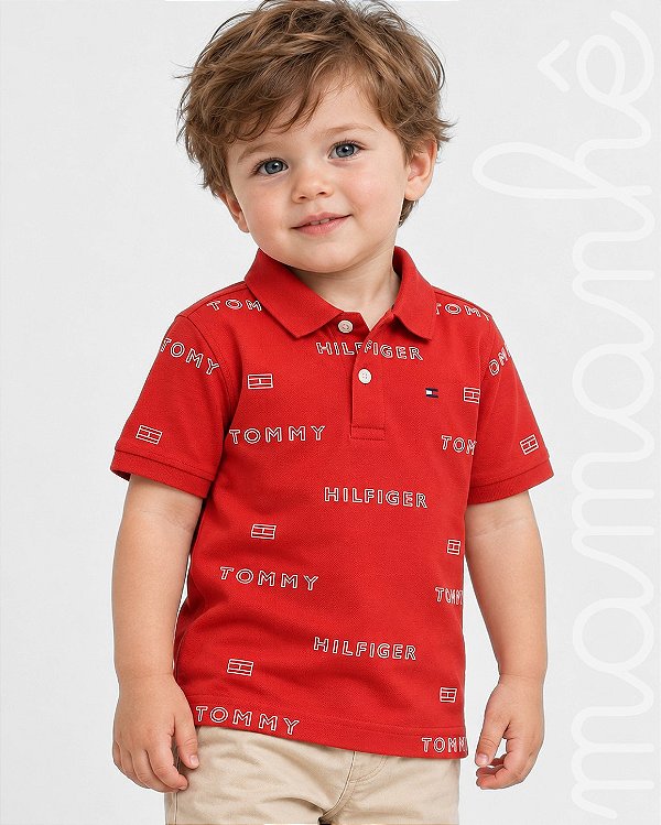 Camiseta Polo Infantil Tommy Hilfiger Monogramada