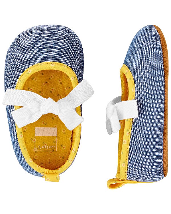 Sapatilha de Bebê Jeans Amarelo