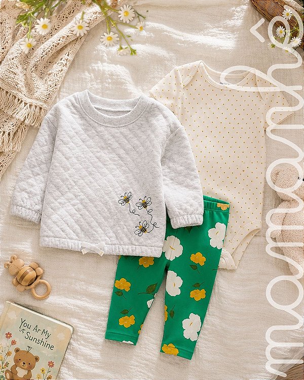 Conjunto Bebê Carters 3 Peças Com Agasalho Miss Daisy