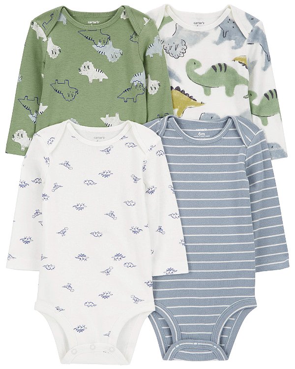 Kit Body Manga Longa Baby Dinos