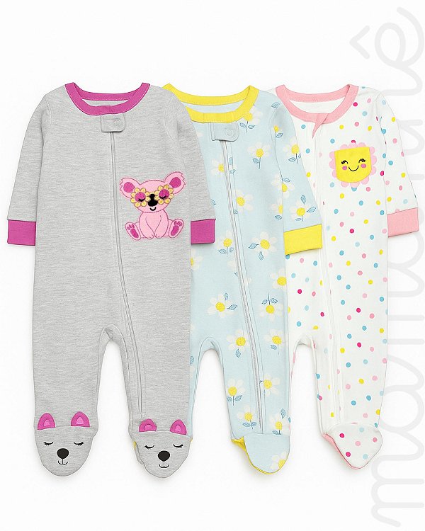 Kit Macacão de Bebê com 3 Peças Coalinha
