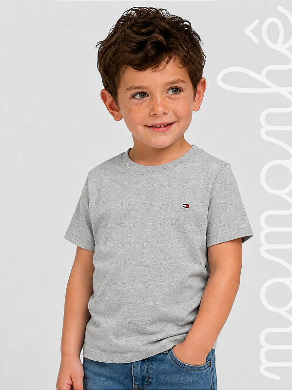Camiseta Infantil Tommy Hilfiger Sólida Cinza