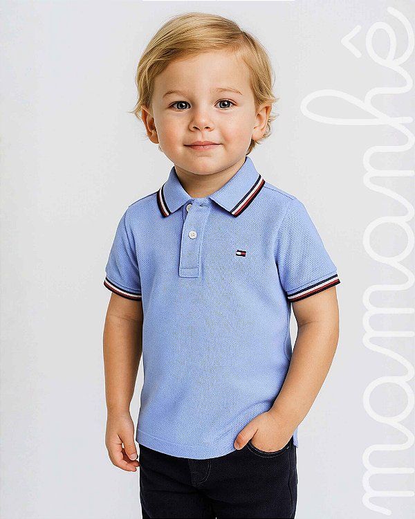 Camiseta Polo Infantil Tommy Hilfiger Soft Blue