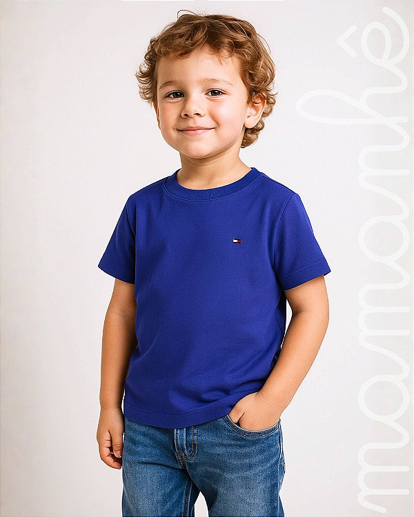 Camiseta Infantil Tommy Hilfiger Sólida Azul Indigo