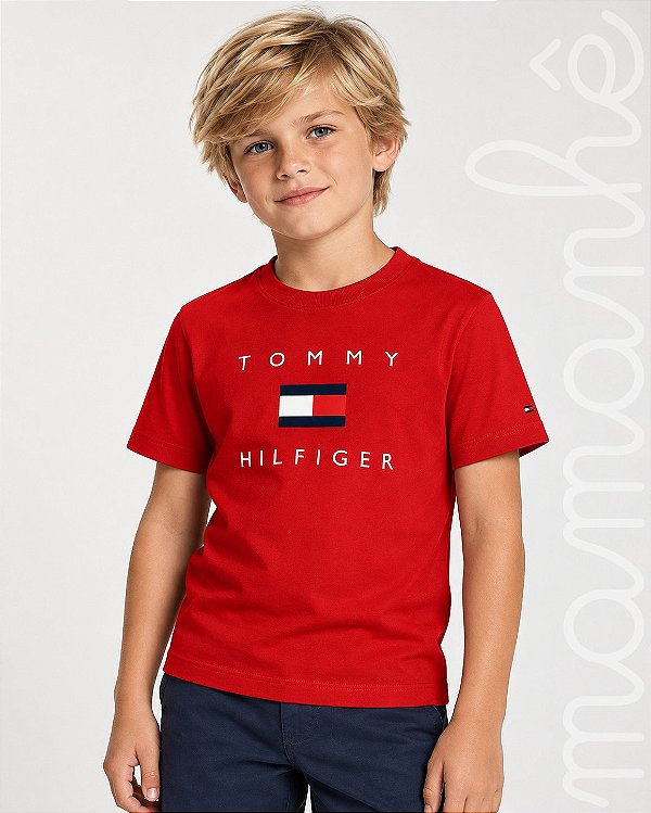 Camiseta Infantil Tommy Hilfiger Estampada Flag Red