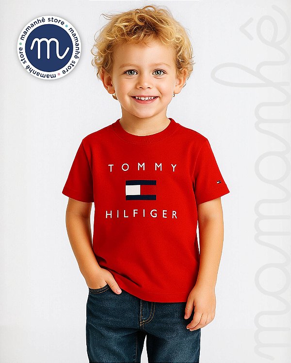 Camiseta Infantil Tommy Hilfiger Estampada Flag Red