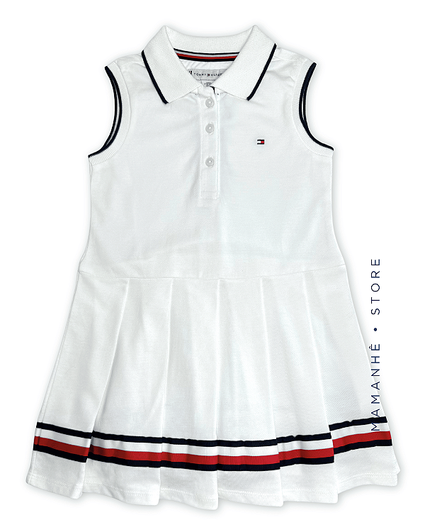 Vestido Tommy Polo Infantil Cavado Branco