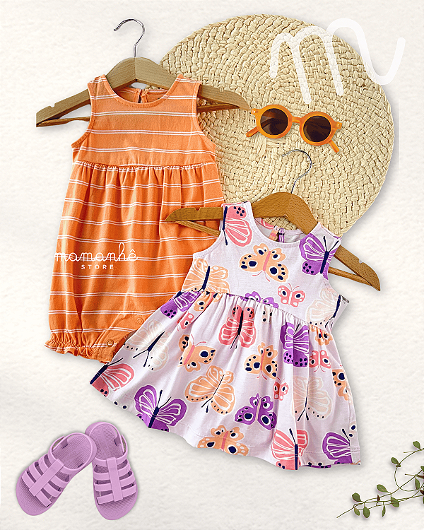 Kit Romper e Vestido 3 Peças Butterfly