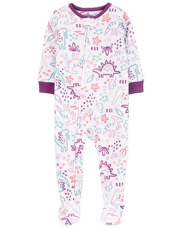 Macacão Pijama Fleece Dinos Lilás