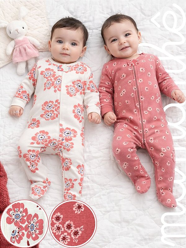 Kit Macacão Bebê Carters 2 Peças Flowers