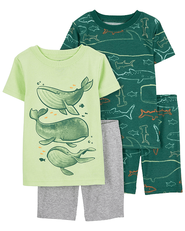 Kit Pijama Infantil 4 Peças Baleias