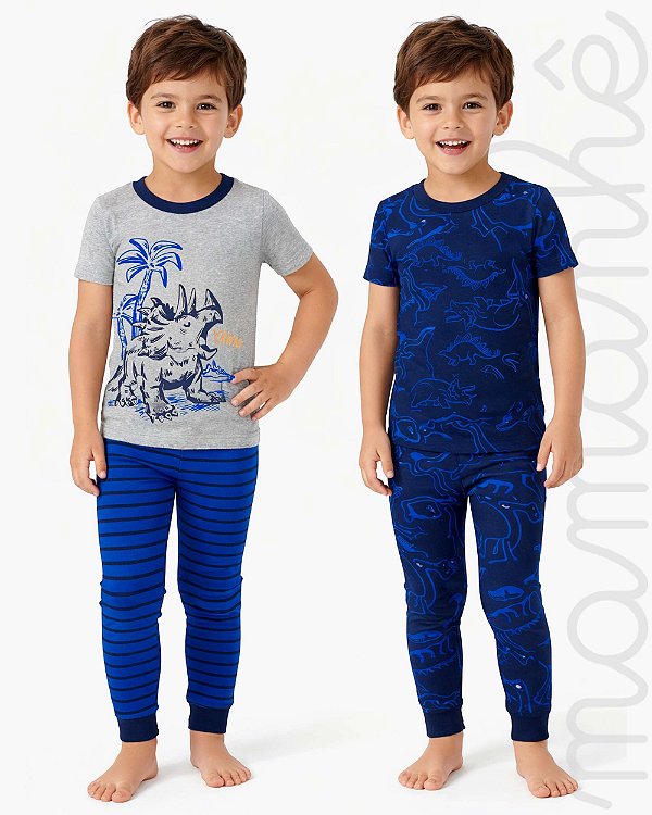 Kit Pijama Infantil 4 Peças Dinossauros