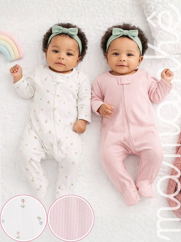 Kit Macacão Bebê Carters 2 Peças Flores do Campo