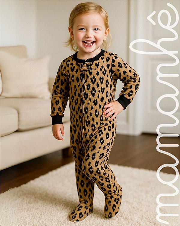 Macacão Pijama Carters Fleece Leopard Print