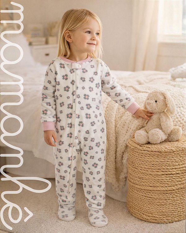 Macacão Pijama Fleece Cat Print