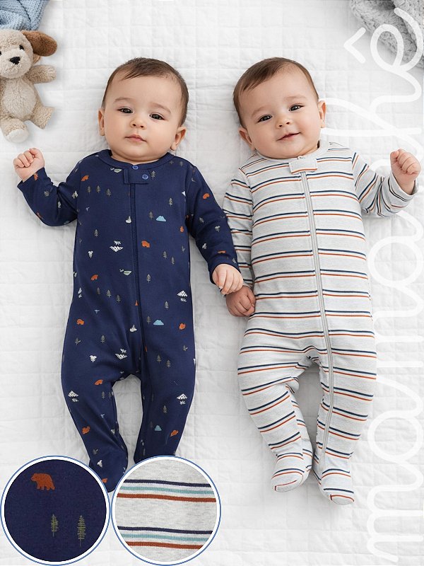 Kit Macacão Bebê Carters 2 Peças Forest
