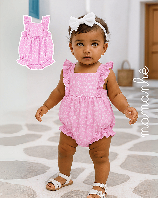 Macacão Romper Carters Menina Floral Rosa