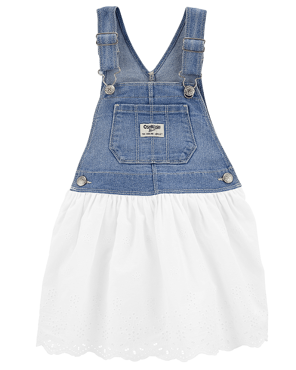 Salopete Jeans com Saia em Laise