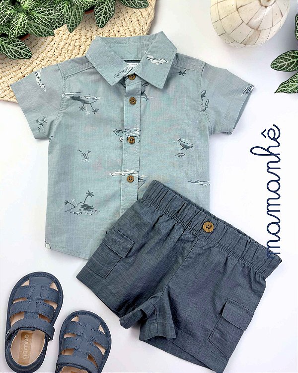 Conjunto Verão Bebê Menino Camisa Marine Carters