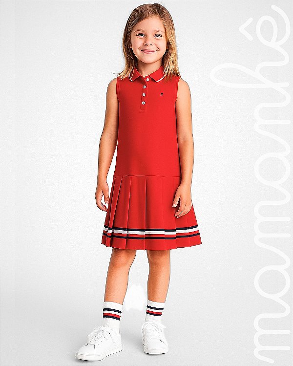 Vestido Infantil Tommy Hilfiger Cavado Vermelho