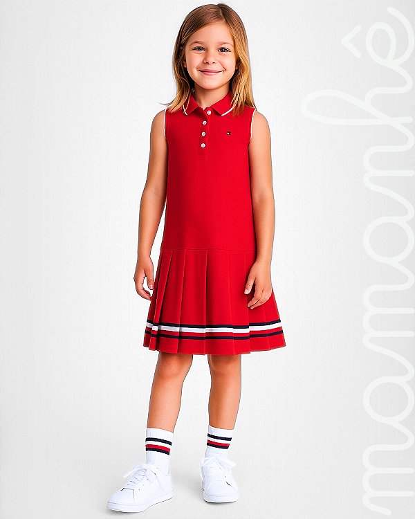 Vestido Infantil Tommy Hilfiger Cavado Vermelho