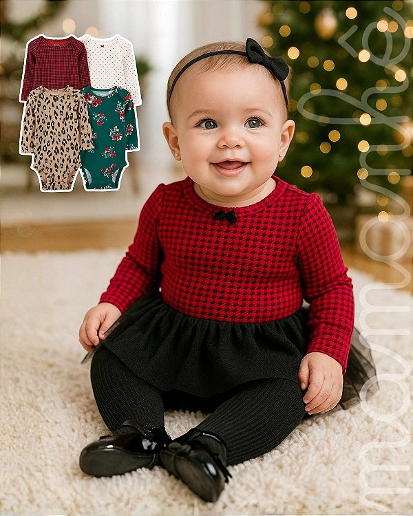 Kit Body Carters Manga Longa Christmas Print