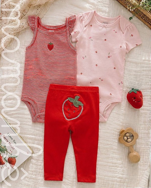 Conjunto Bebê Carters Body e Calça Moranguinho
