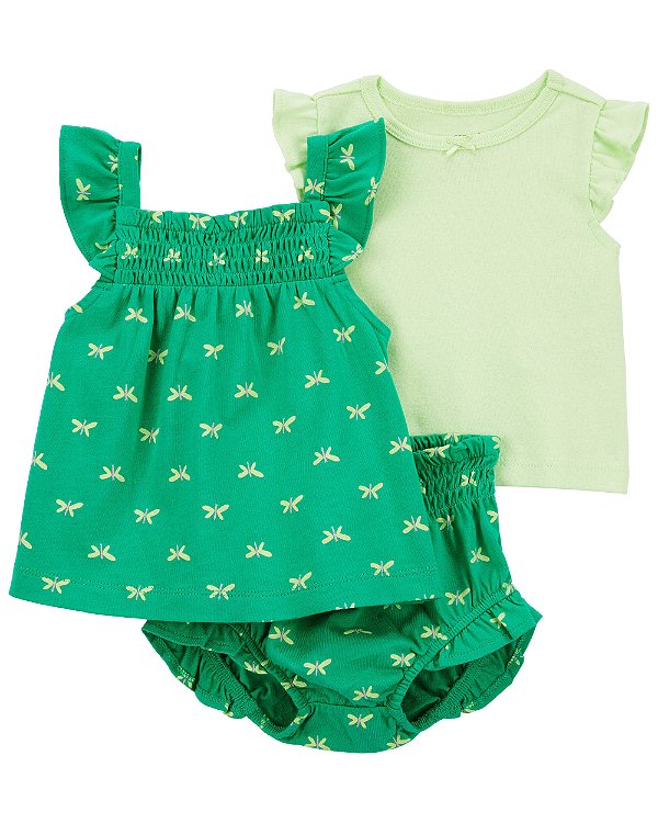 Conjunto bebê Carters Verde Borboletas