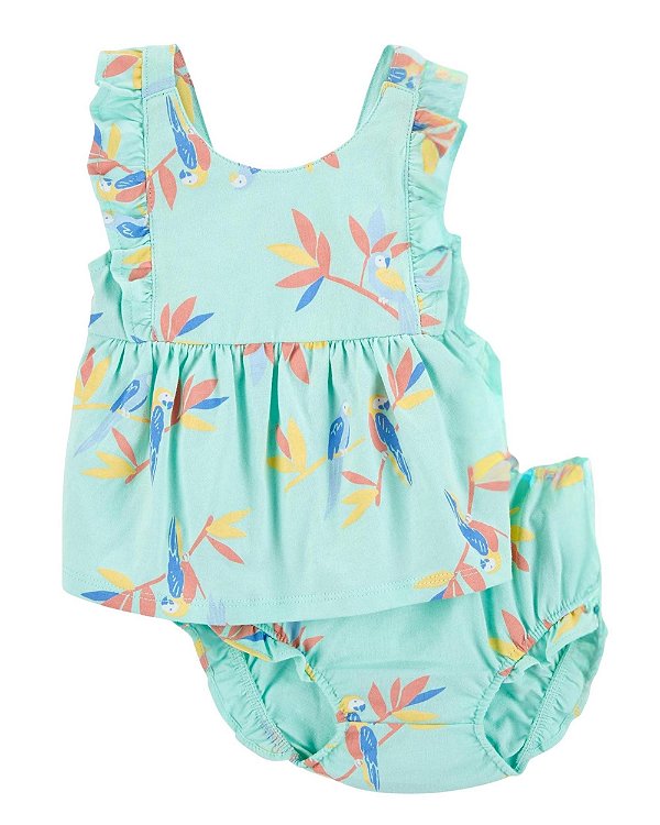 Conjunto bebê Carters Ararinhas Verde Água