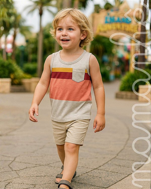 Camiseta Infantil Carters Regata Listrada Cinza