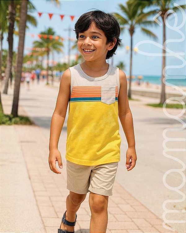 Camiseta Infantil Carters Regata Tie Die Amarela