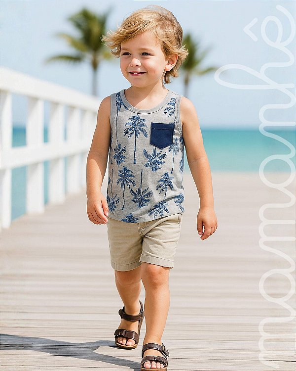 Camiseta Infantil Carters Regata Palm Tree
