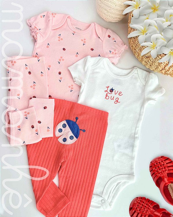 Kit Carters 4 Peças Body e Calça Love Bug