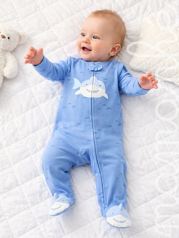 Macacão Bebê Carters Tubarão Azul