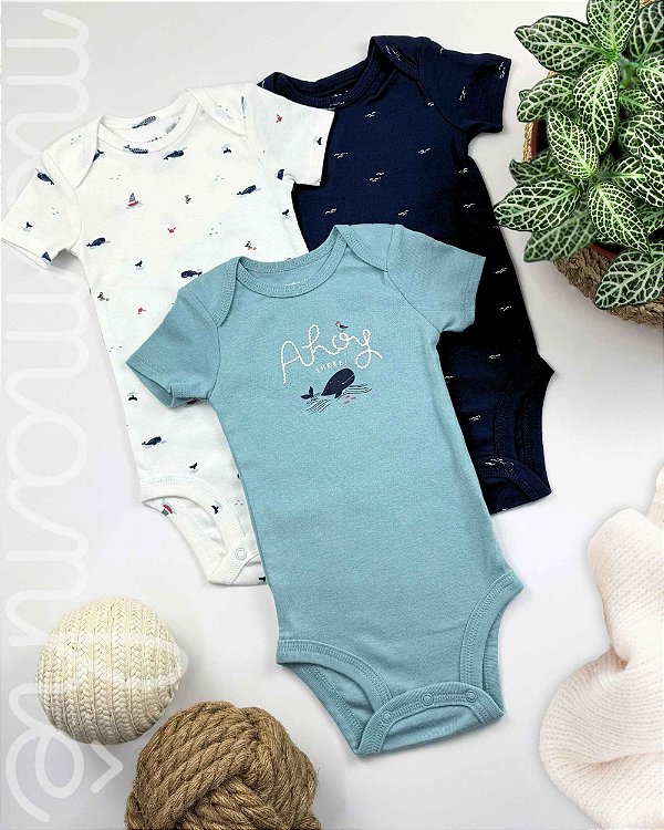 Kit Body Carters Manga Curta Oceano