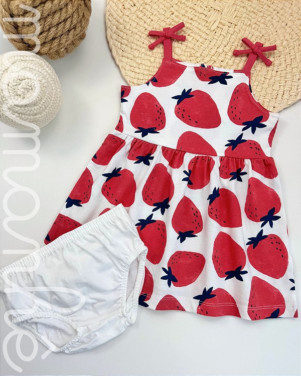 Vestido Infantil Carters 2 Peças Morangos