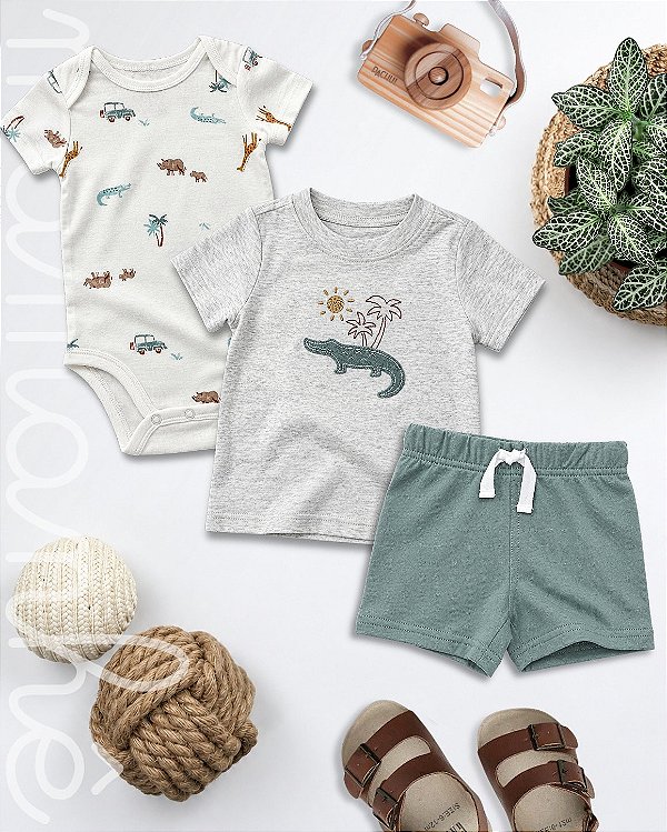 Conjunto Carters 3 peças Verão Menino Safari