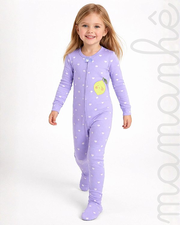 Macacão Pijama Carters Algodão Frutas Lilás