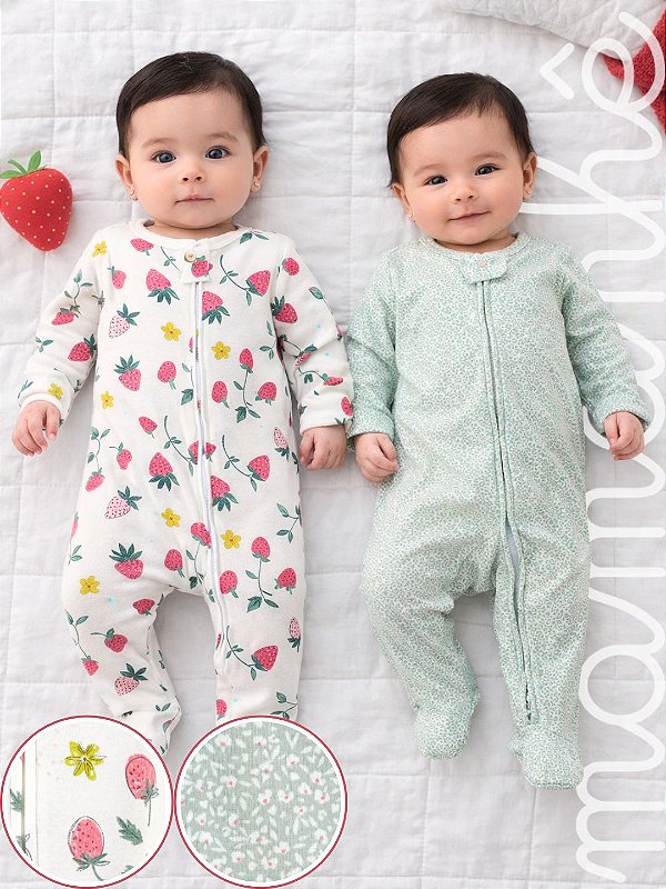 Kit Macacão Bebê Carters 2 Peças Moranguinhos