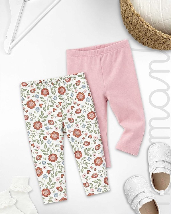 Kit Calça Bebê Carters Floral Romantic