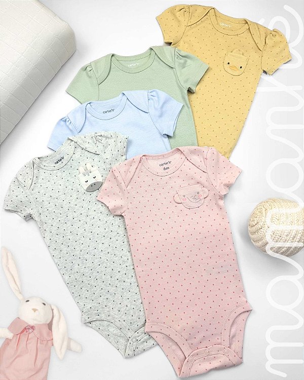 Kit Body Carters Manga Curta Girl Animals