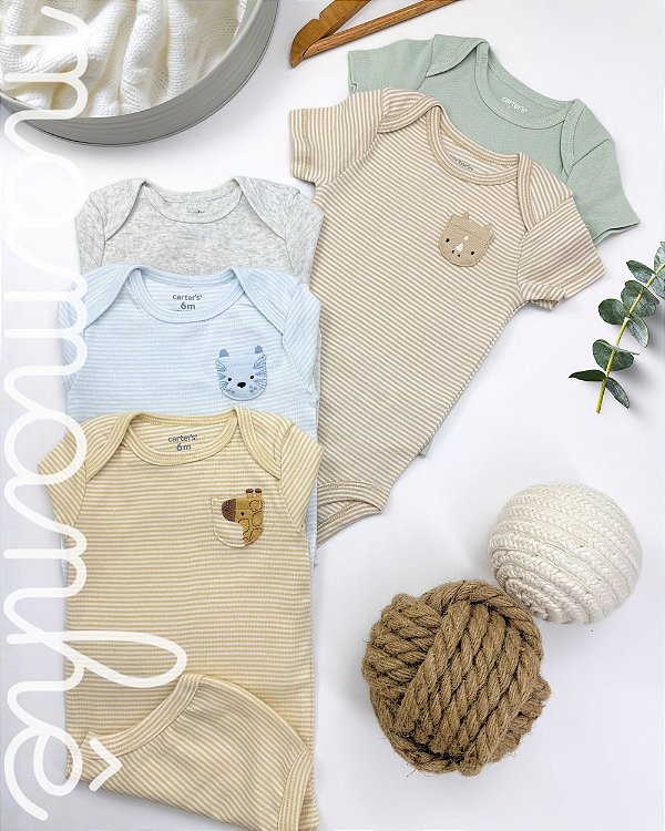 Kit Body Carters Manga Curta Boy Animals