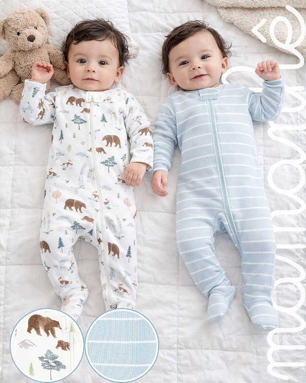 Kit Macacão Bebê Carters 2 Peças Forest Blue